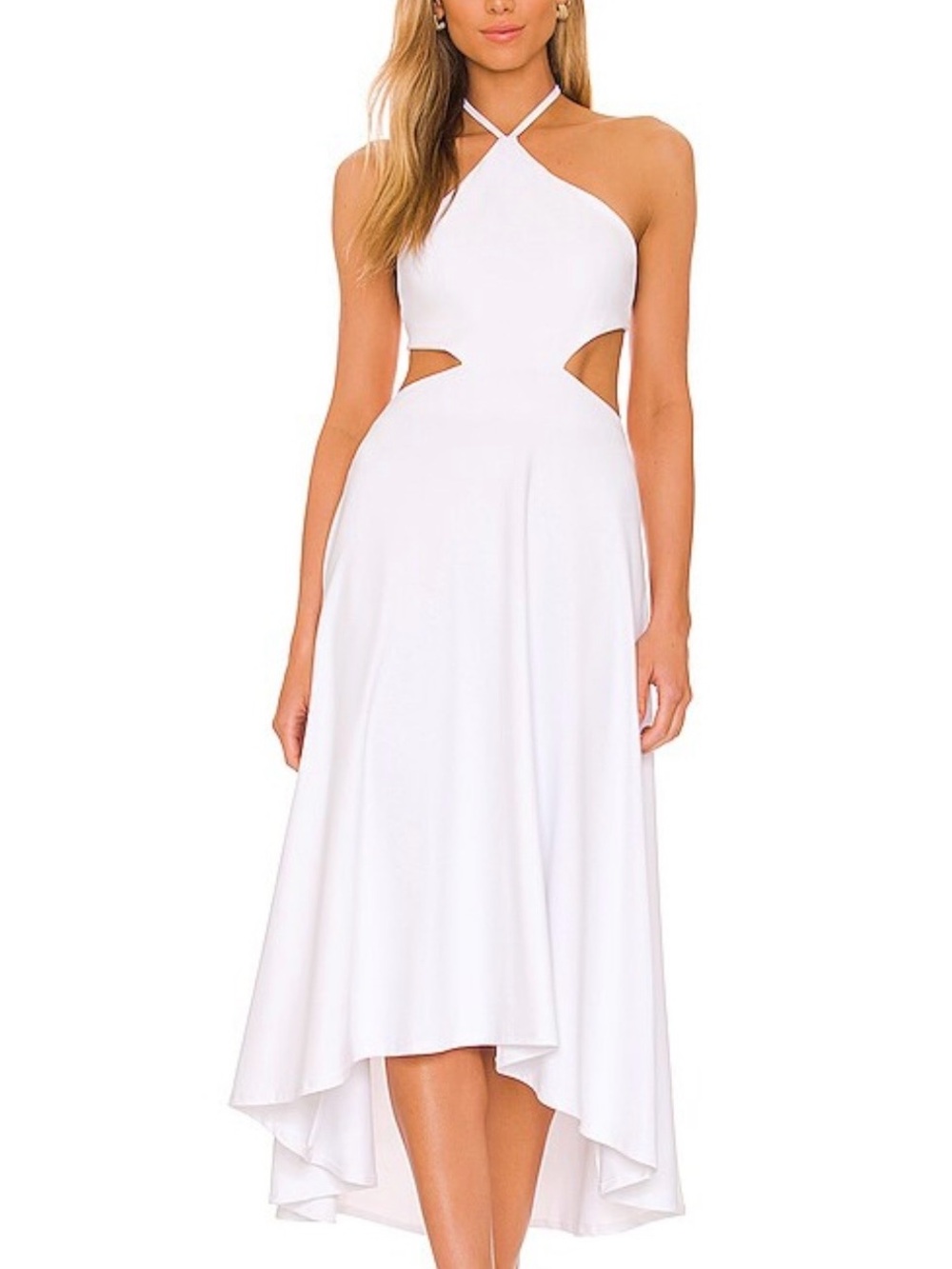 Susana Monaco White Halter Cutout High-Low Dress